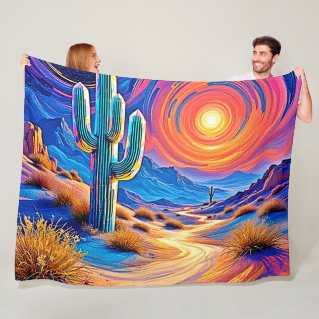 Desert Sunset Glow Fleece Blanket (In Situ)