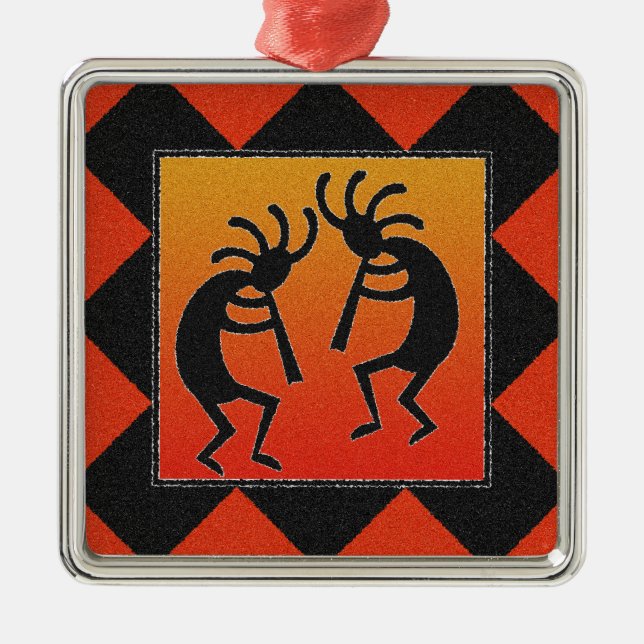Desert Sunset Kokopelli Southwest Christmas Tree Metal Tree Decoration (Front)