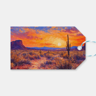 Desert Sunset Oil Painting Gift Tags