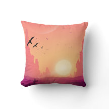 Desert Sunset Scene with Birds – Nature Landscape 