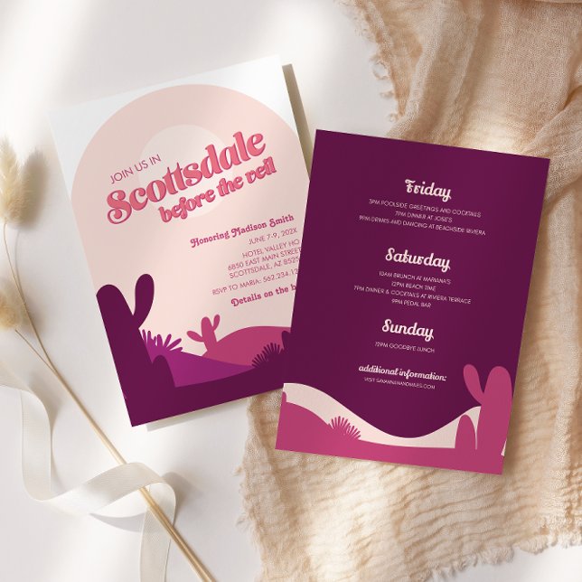 Desert Sunset Scottsdale Bachelorette Itinerary Invitation (Creator Uploaded)
