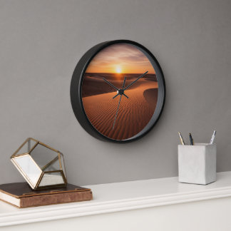 Desert Sunset Wall Clock – Warm Nature Design