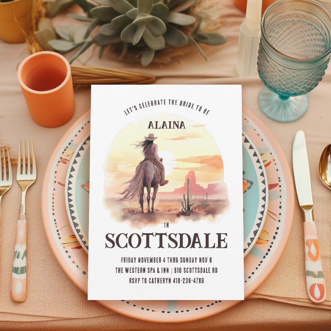 Desert Sunset Watercolor Bride to Be Bachelorette Invitation (Creator Uploaded)