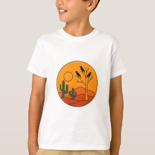 Desert Sunset with Crows - Bold Graphic Wilderness T-Shirt