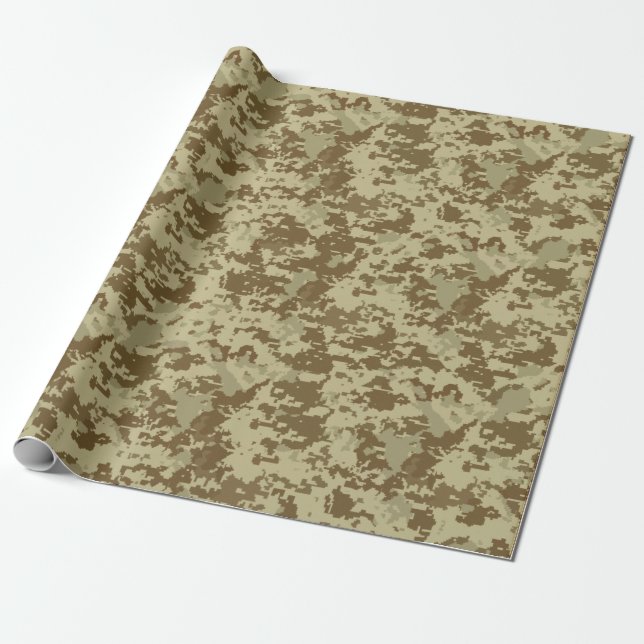 Desert Tan Camouflage Wrapping Paper (Unrolled)