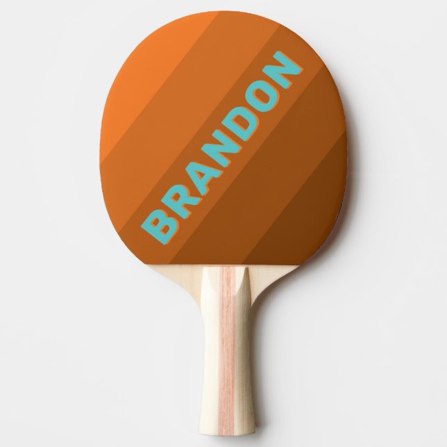 Desert Teal Bold Stripes with Name Ping Pong Paddle (Front)