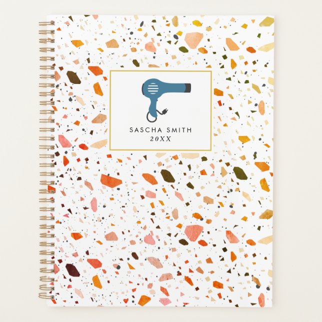 Desert Terrazzo Pattern Cosmetologist Salon Hair Planner (Front)