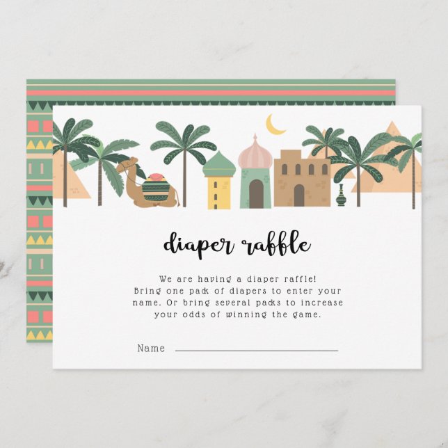 Desert Theme Camel Diaper Raffle Invitation (Front/Back)