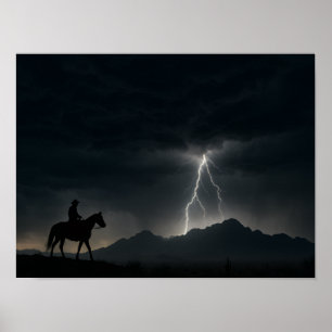 Desert Thunderstorm Poster - Lightning Strike 