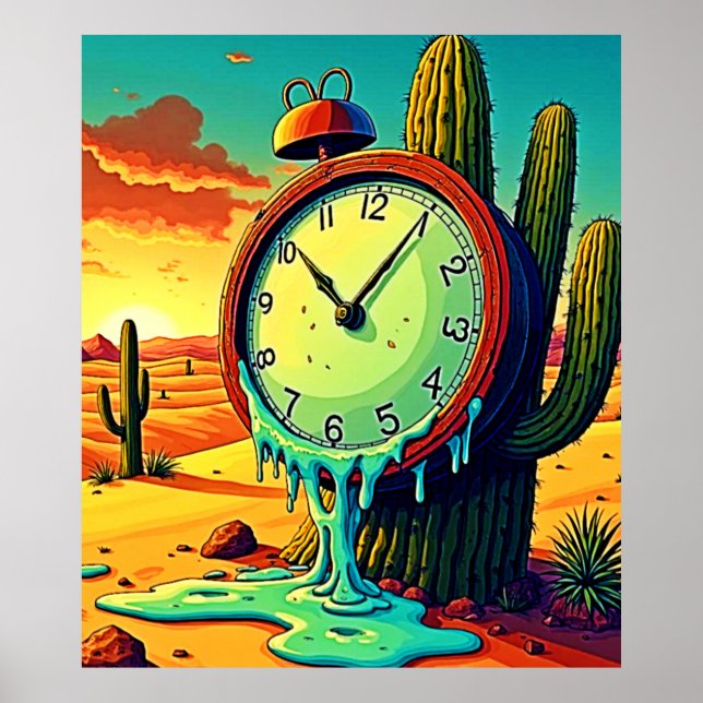 Desert Time Melts Away Clock Poster (Front)