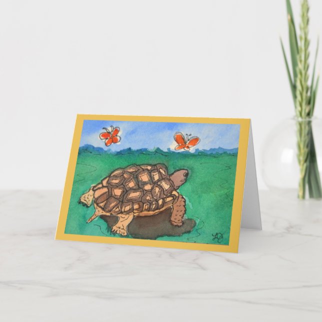 Desert Tortoise Watercolor Painting Greeting Card (Front)