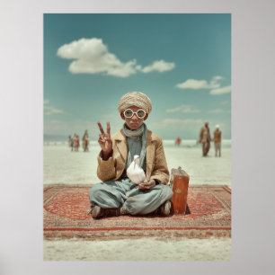 Desert Traveler and Dove of Peace Poster