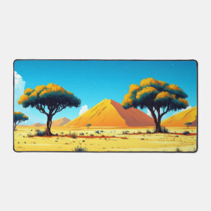 Desert Tree Illustration Watercolour Drawing Desk Mat