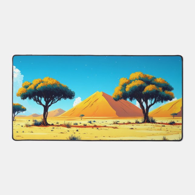 Desert Tree Illustration Watercolour Drawing Desk Mat (Front)