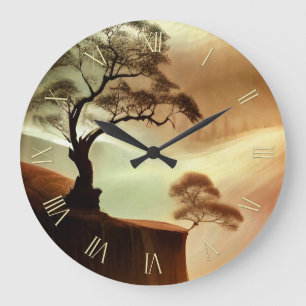 Desert trees landscape large clock