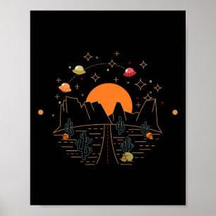 Desert Ufo Mountains Adventure Road Trip Vintage C Poster