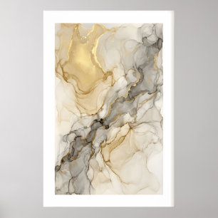 Desert Veins Poster Layered Gold and Beige Fluid