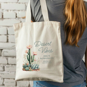 Desert Vibes Bachelorette Party Blooming Cactus Tote Bag