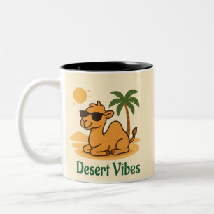 Desert Vibes – Cute Camel with Sunglasses Two-Tone Coffee Mug