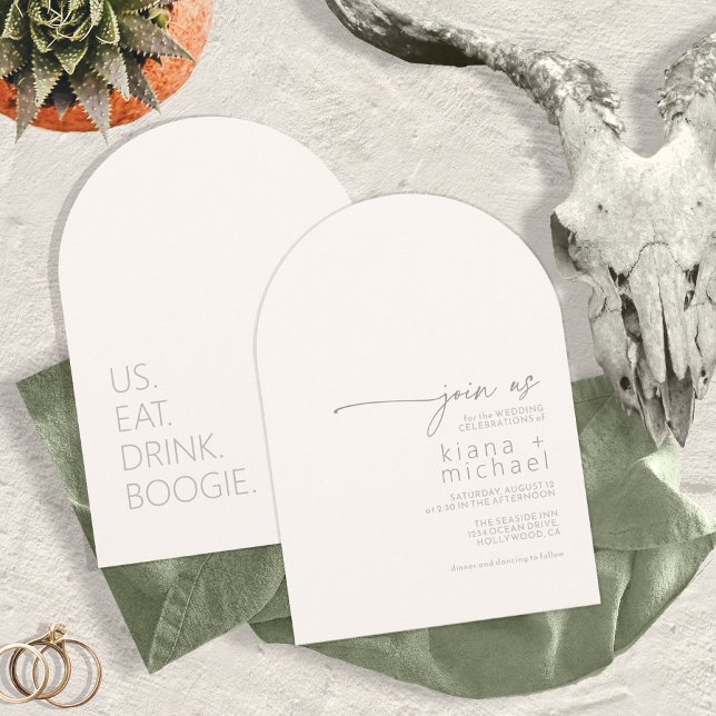 Desert Vibes Eat Drink Boogie Ivory Arch ID1019 Invitation (Creator Uploaded)