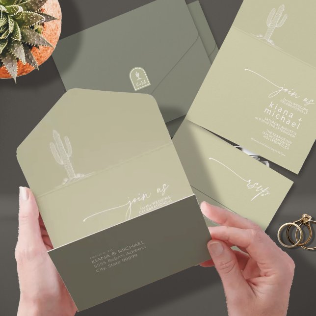 Desert Vibes Wedding Cactus Motif ID1019 All In One Invitation (Creator Uploaded)