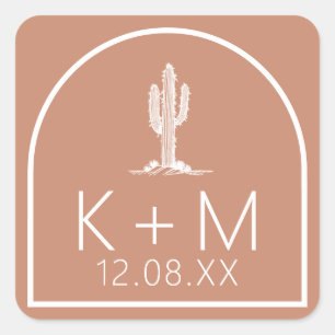 Desert Vibes Wedding Cactus Terra Cotta ID1019 Square Sticker