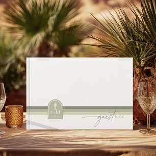 Desert Vibes Wedding Stripe Sage ID1019 Guest Book