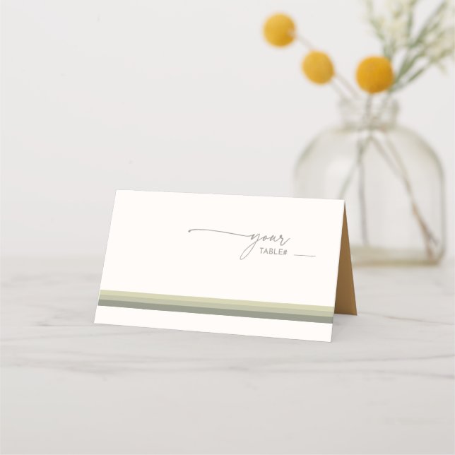 Desert Vibes Wedding Table Stripe Sage ID1019 Place Card (Front)