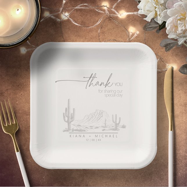 Desert Vibes Wedding Thank You Landscape ID1019 Paper Plate (Creator Uploaded)