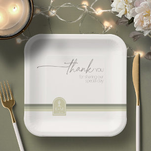 Desert Vibes Wedding Thank You Sage Green ID1019 Paper Plate