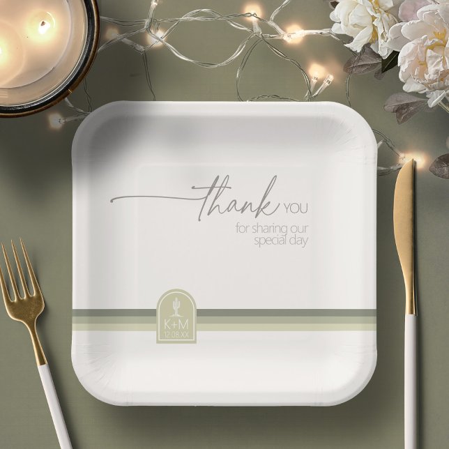 Desert Vibes Wedding Thank You Sage Green ID1019 Paper Plate (Creator Uploaded)