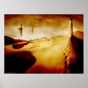 Desert Watchtower - Grunge Poster