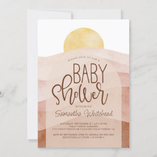 Desert Watercolor Sunset Baby Shower Invitation