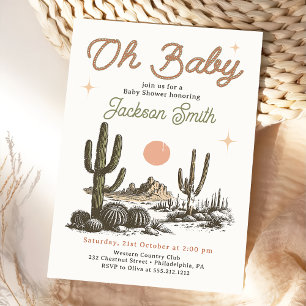 Desert Western Cowboy Baby Shower Invitation