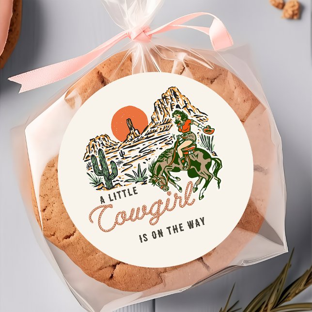 Desert Western Cowgirl Baby Shower Sticker (Creator Uploaded)