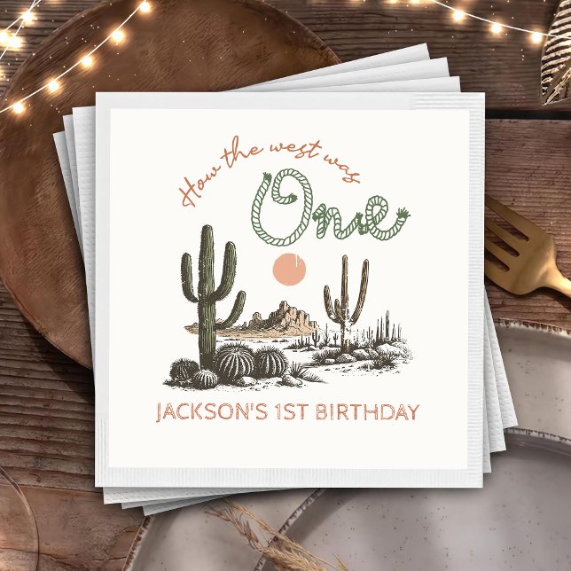 Desert Western Wild West 1st Birthday Napkins (Creator Uploaded)