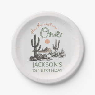 Desert Western Wild West 1st Birthday Paper Plates