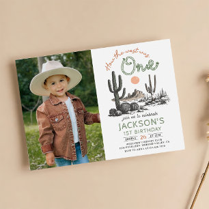 Desert Western Wild West 1st Birthday Photo Invitation