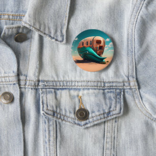 Desert whale house 6 cm round badge