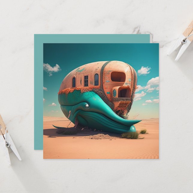 Desert whale house card (Front/Back In Situ)