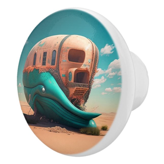 Desert whale house ceramic knob (Right)