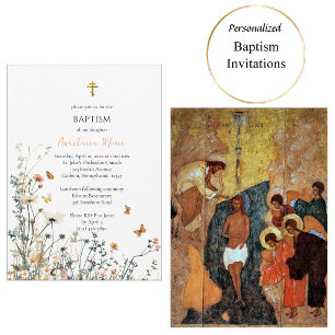 Desert Wildflowers Butterflies Orthodox Baptism    Invitation