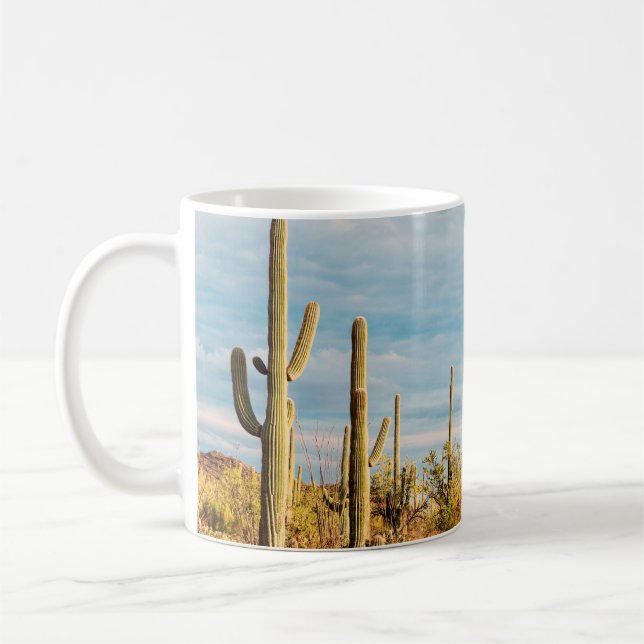 Desert with Saguaro cacti Coffee Mug (Left)