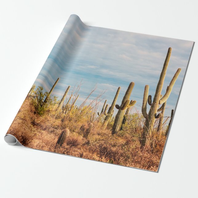 Desert with Saguaro cacti Wrapping Paper (Unrolled)