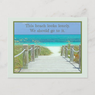 DESERTED BEACH AND  TURQUOISE CARIBBEAN WATER POSTCARD