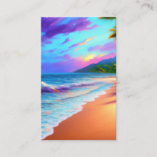 Deserted Beach Sand Waves Sunny Business Card