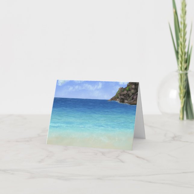 Deserted Blue Water Beach  Card (Front)