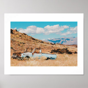 Deserted Car Landscape Namibia Savannah Poster