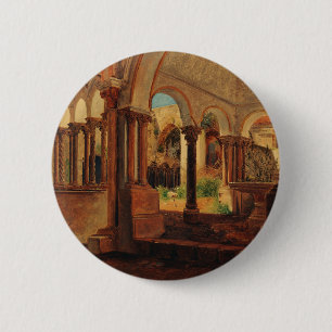 Deserted monastery yard 6 cm round badge