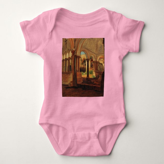 Deserted monastery yard baby bodysuit (Front)